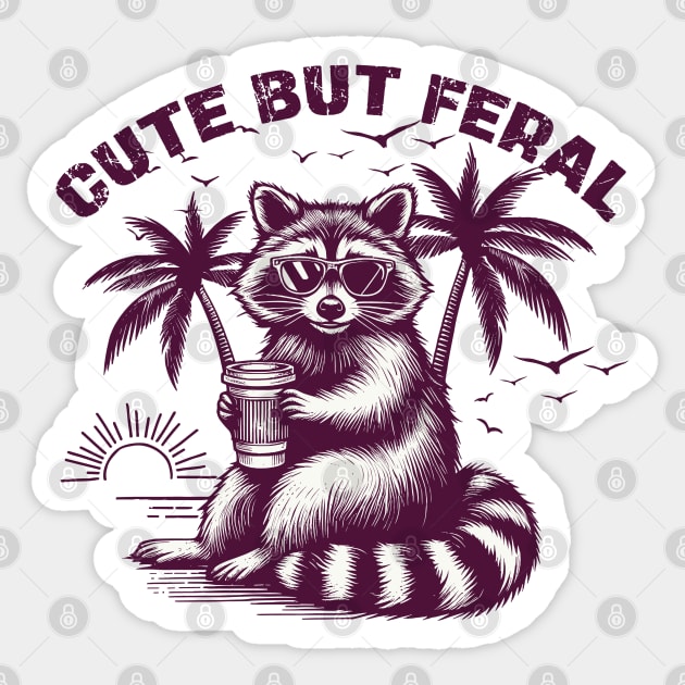 Cute But Feral Raccoon Sticker by JessArty
